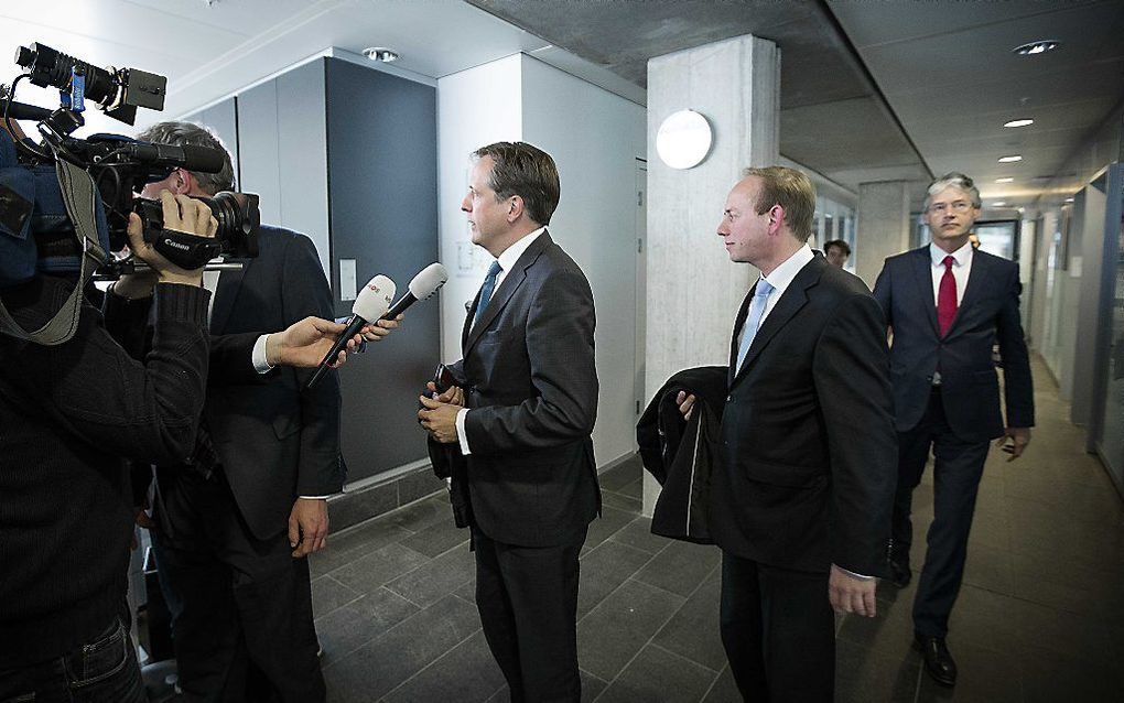 Pechtold (l.), Van der Staaij (m.) en Slob (r.). beeld ANP