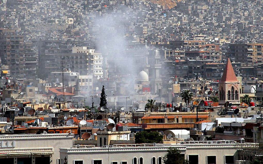 Explosie in Damascus, eerder deze week. Foto AFP