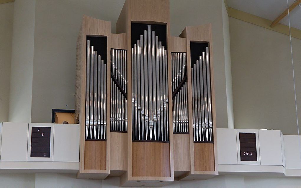 Het orgel in het nieuwe kerkgebouw van de gereformeerde gemeente in Nederland te Ochten. beeld RD, Anton Dommerholt