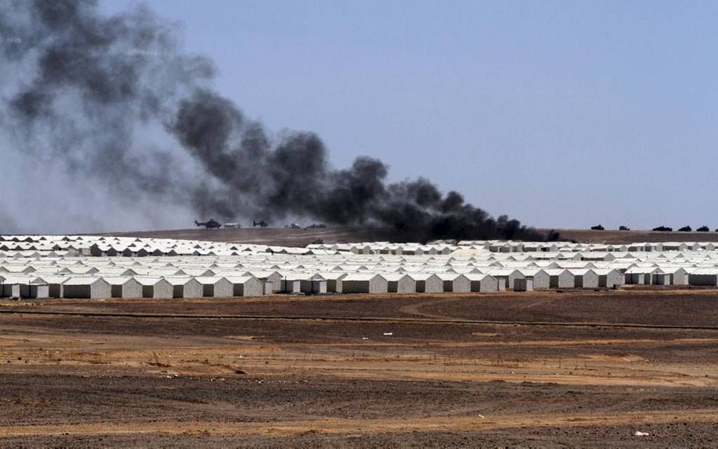 AZRAQ. Arabische buurlanden van Syrië hebben de afgelopen drie jaar honderdduizenden vluchtelingen opgevangen. Zij voeren een verschillend beleid ten aanzien van die opvang. In Jordanië worden de ontheemden vooral in tentenkampen gehuisvest. beeld EPA