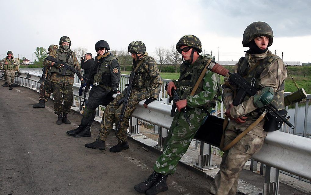 Oekraïense militairen bij Kramatorsk. Foto EPA