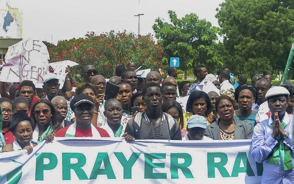 Nigeria - demonstratie in verband met de ontvoering van de Nigeriaanse meisjes. Beeld EPA