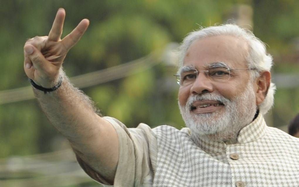 NEW DELHI. Narendra Modi (63) wordt de nieuwe premier van India. beeld AFP