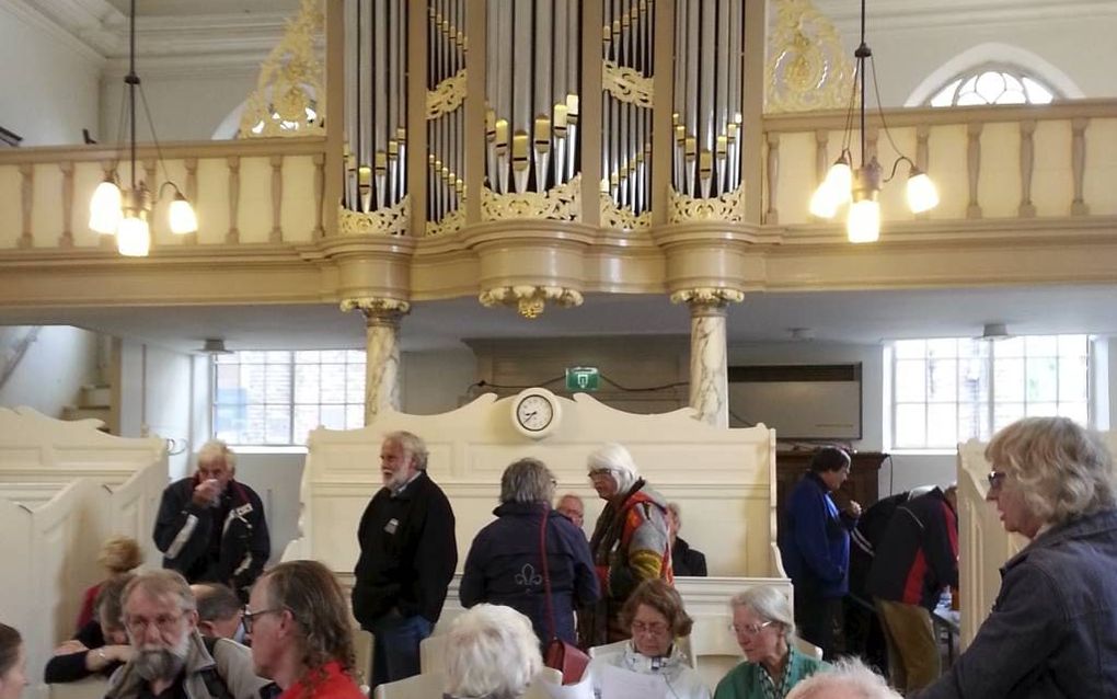 De doopsgezinde vermaning van Blokzijl was gisteren een pauze­locatie voor deelnemers aan de Kerkendag Menno 2014. beeld Jan Pol