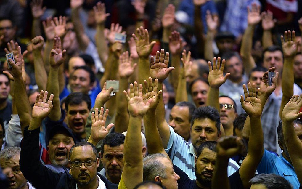 Woensdag staakte een deel van het metropersoneel in Sao Paulo. Foto AFP