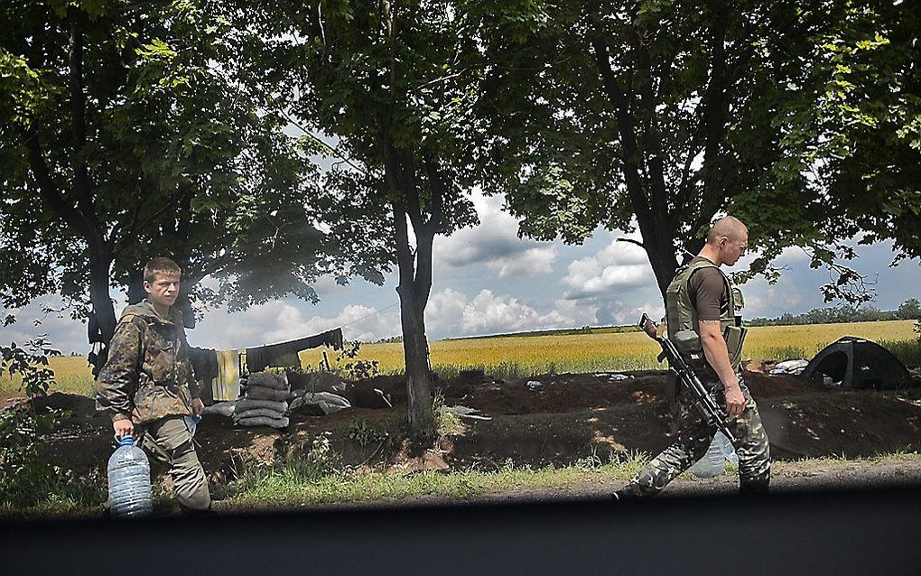 Oekraïense soldaten bij Slovjansk. beeld AFP