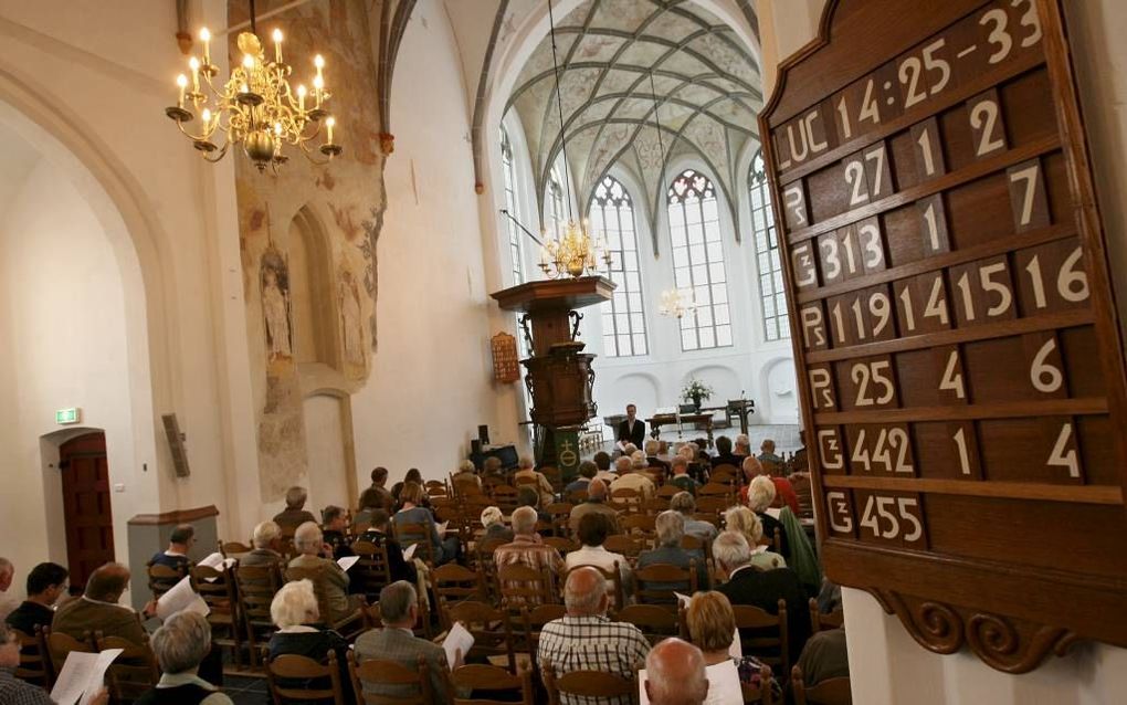 Psalmbord met daarop de liturgie bij een kerkdienst. beeld RD, Anton Dommerholt