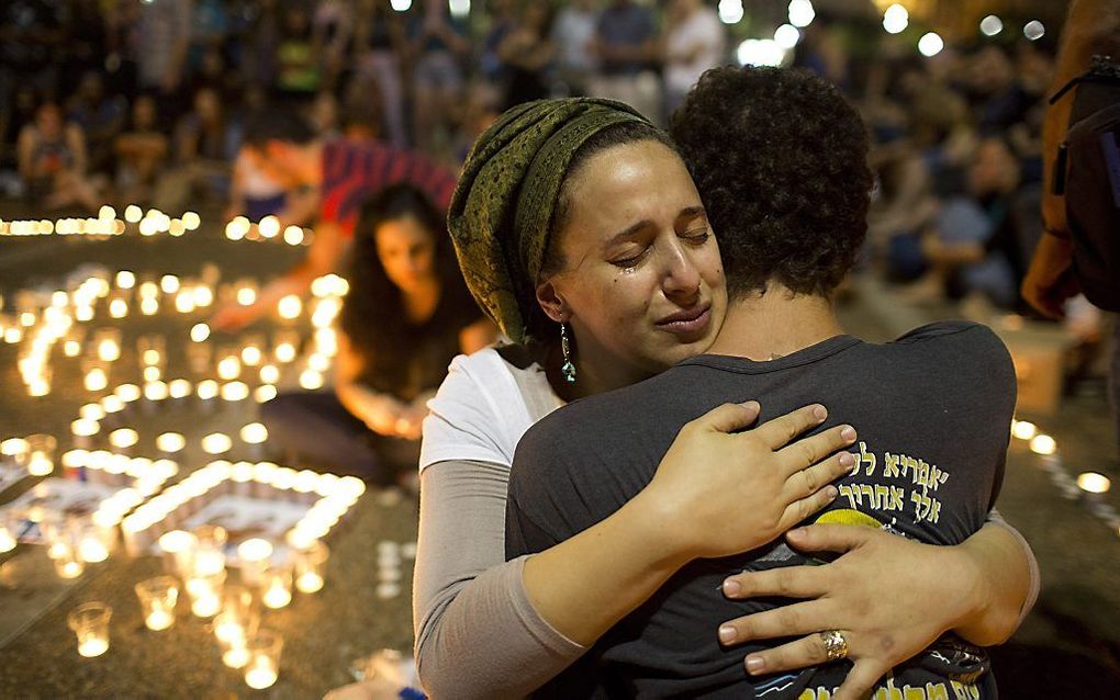 Rouwende Israëli's in Tel Aviv. beeld AFP