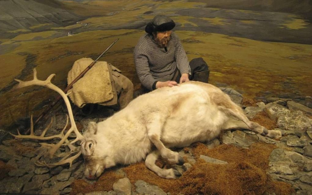 Tafereel in het poolmuseum in het Noorse Tromsø. Menig jager trok vanuit de stad naar de noordelijke regionen. beeld RD