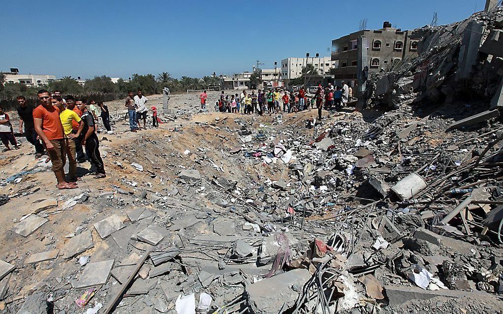 Verwoestingen in de Gazastrook, na een aanval van Israel dinsdag. Foto EPA