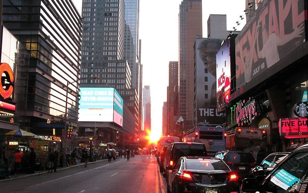 Manhattanhenge, vrijdagavond. Foto AFP