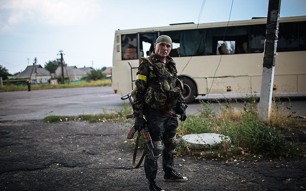 Oekraiense soldaat in de buurt van Donetsk. Foto EPA