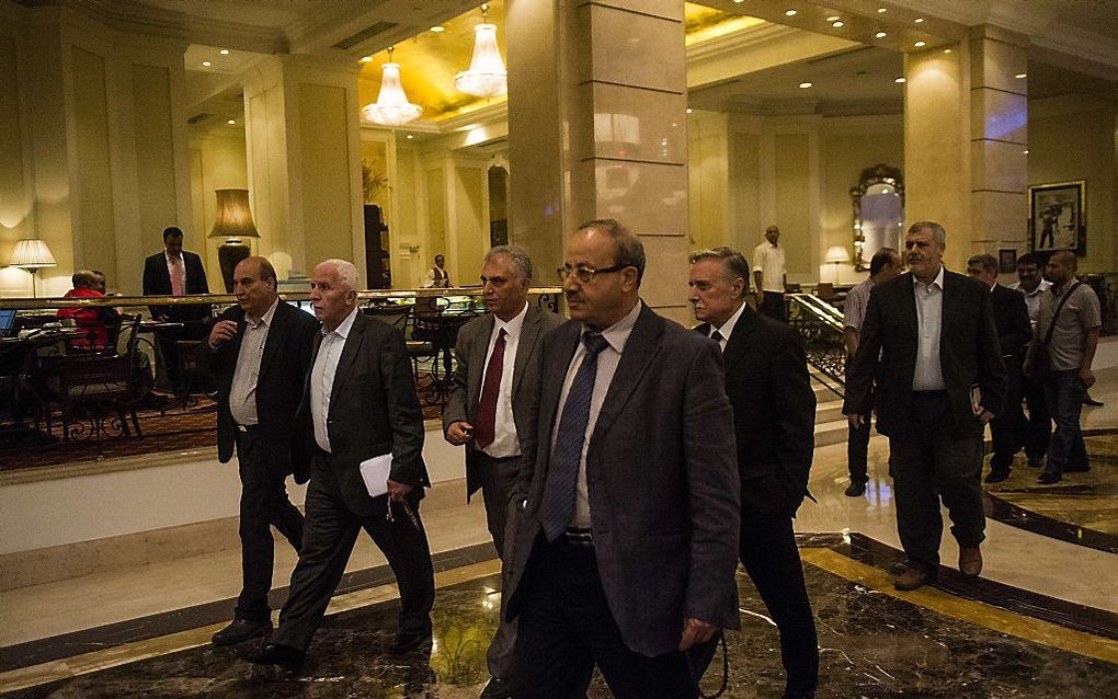 De Palestijnse delegatie in Cairo. Beeld AFP