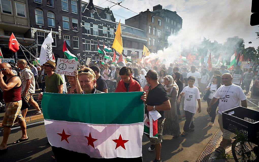 Een eerdere pro-Gaza-betoging in Amsterdam. Beeld ANP