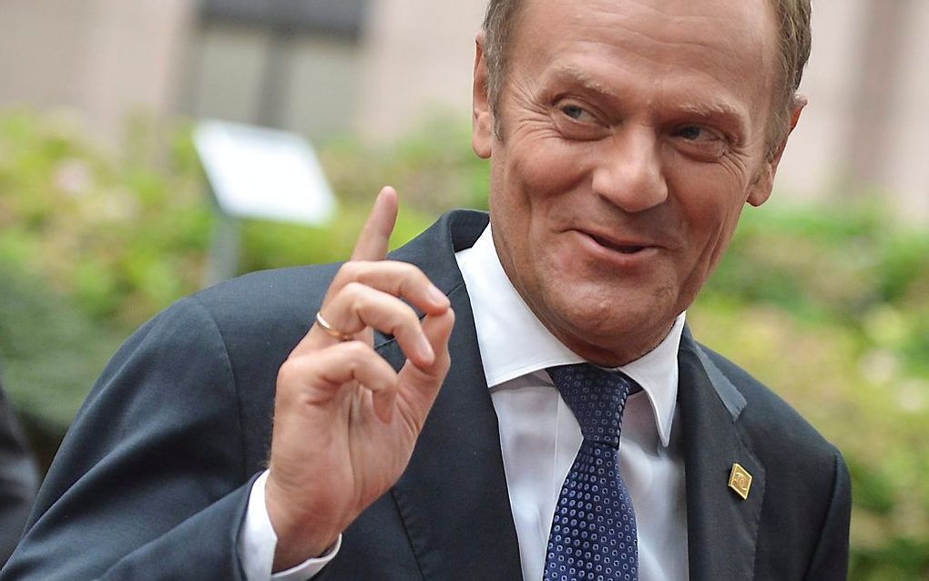 Tusk komt aan in Brussel. Beeld EPA