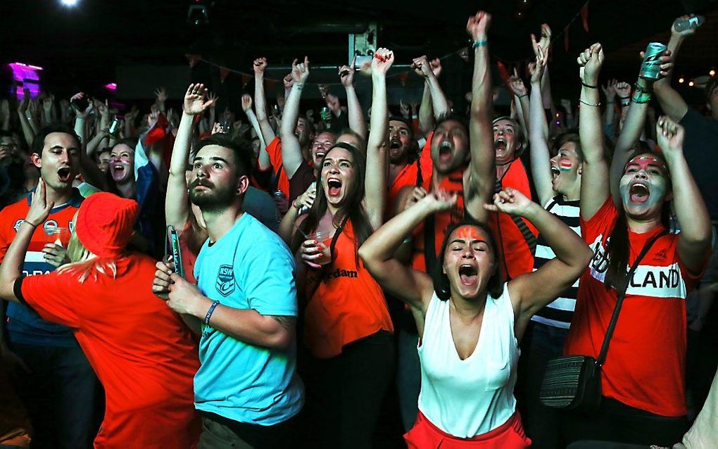 Nederlandse voetbalsupporters in Sydney. Foto ANP