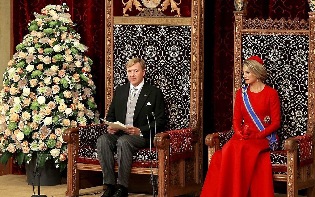 De koning leest de Troonrede voor. beeld ANP