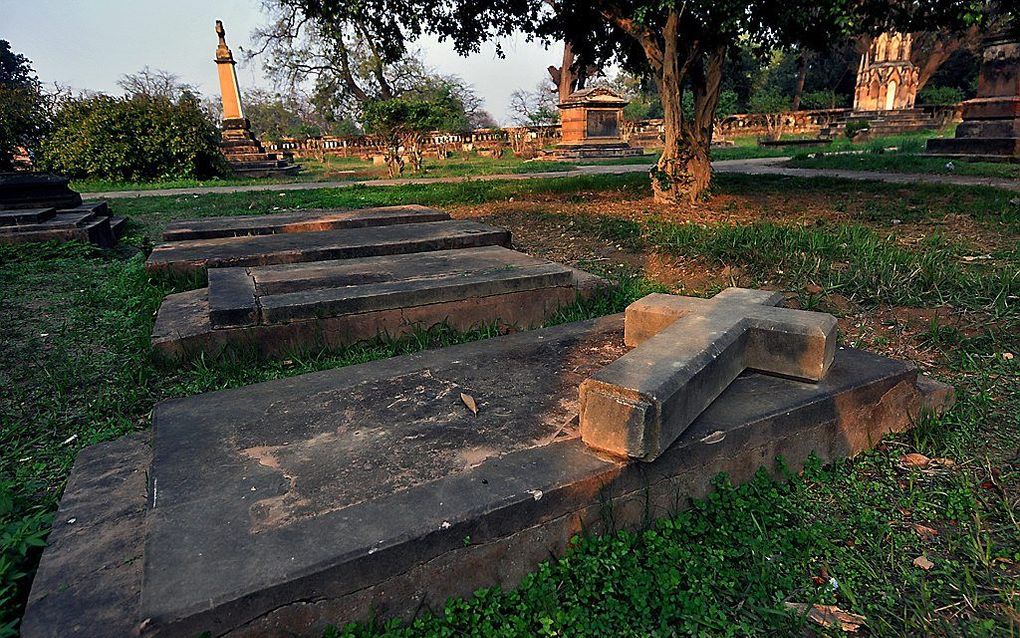 Een christelijke begraafplaats in Uttar Pradesh.  beeld EPA