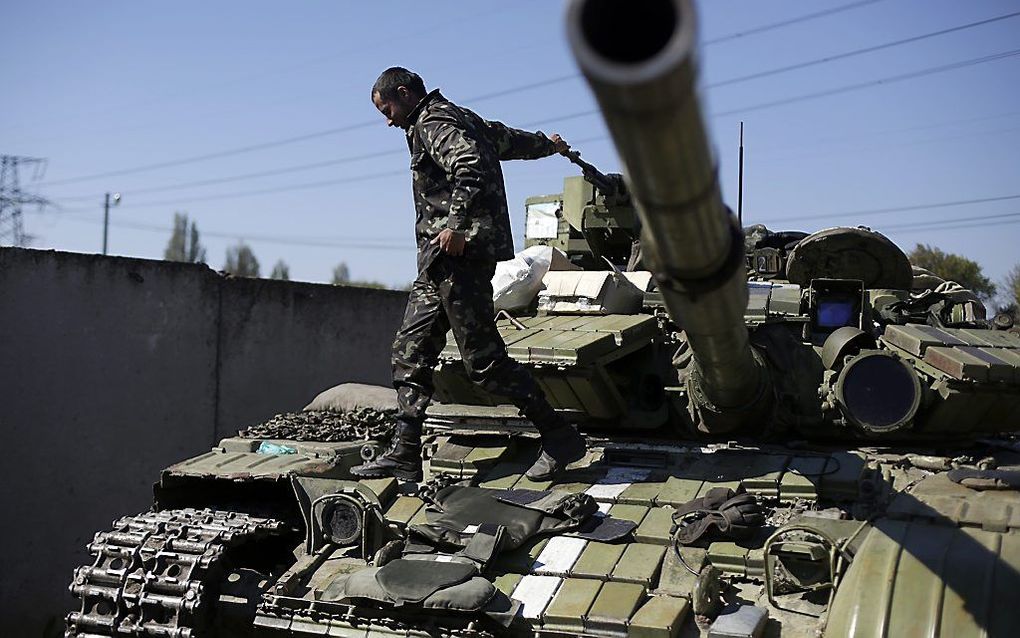 Oekraïense tank in de omgeving van Donetsk. beeld AFP