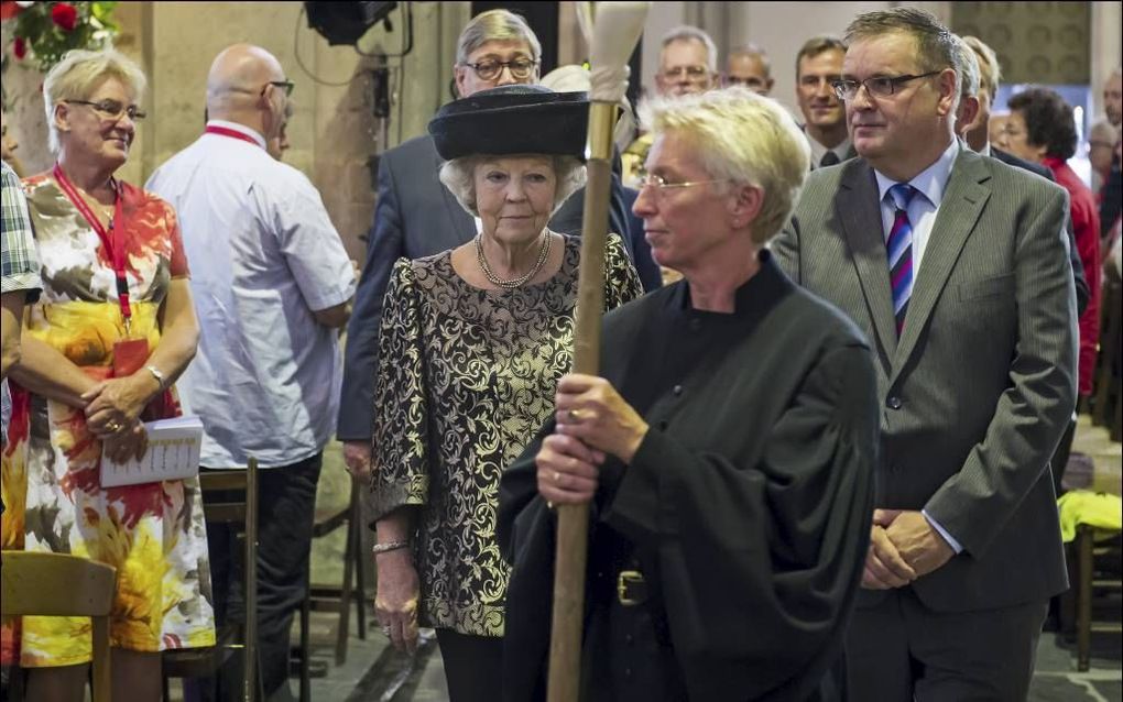 Prinses Beatrix woonde zaterdag in de Domkerk in Utrecht de eucharistieviering bij van het 125-jarig bestaan van de kerkelijke Unie van Utrecht. beeld ANP