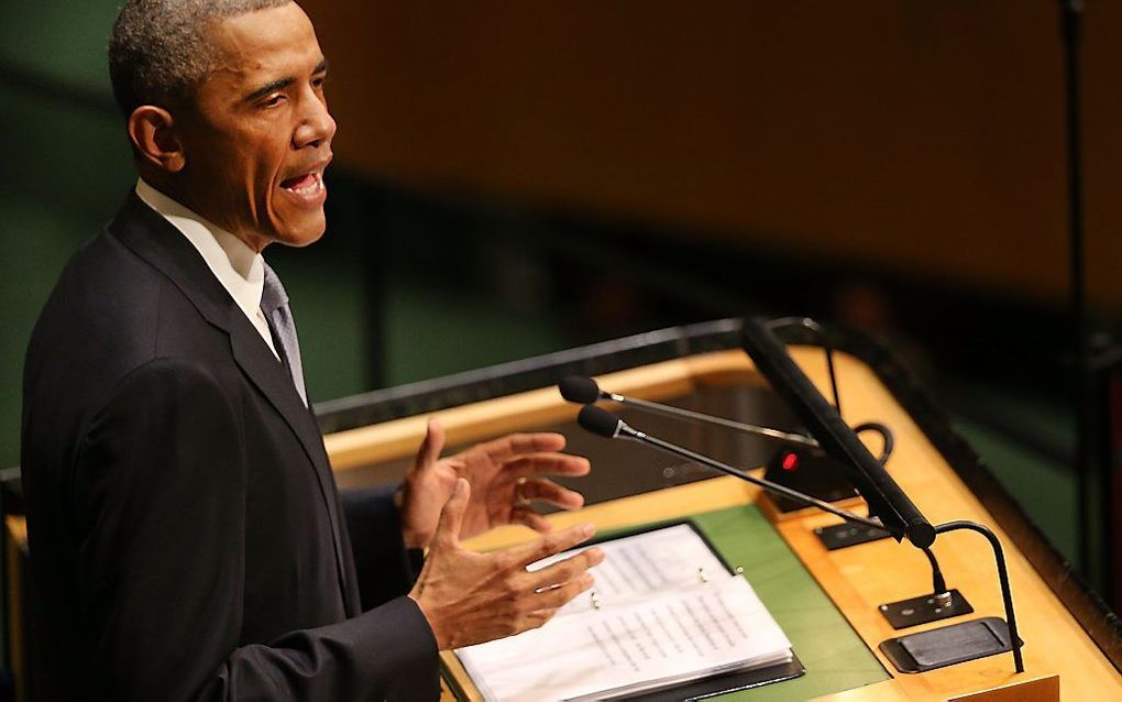 Obama tijdens zijn toespraak voor de Algemene Vergadering van de VN. Beeld AFP