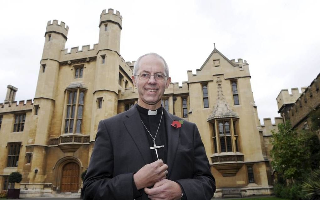 Aartsbisschop Justin Welby voor Lambeth Palace, het aartsbisschoppelijk paleis in Londen. Beeld EPA