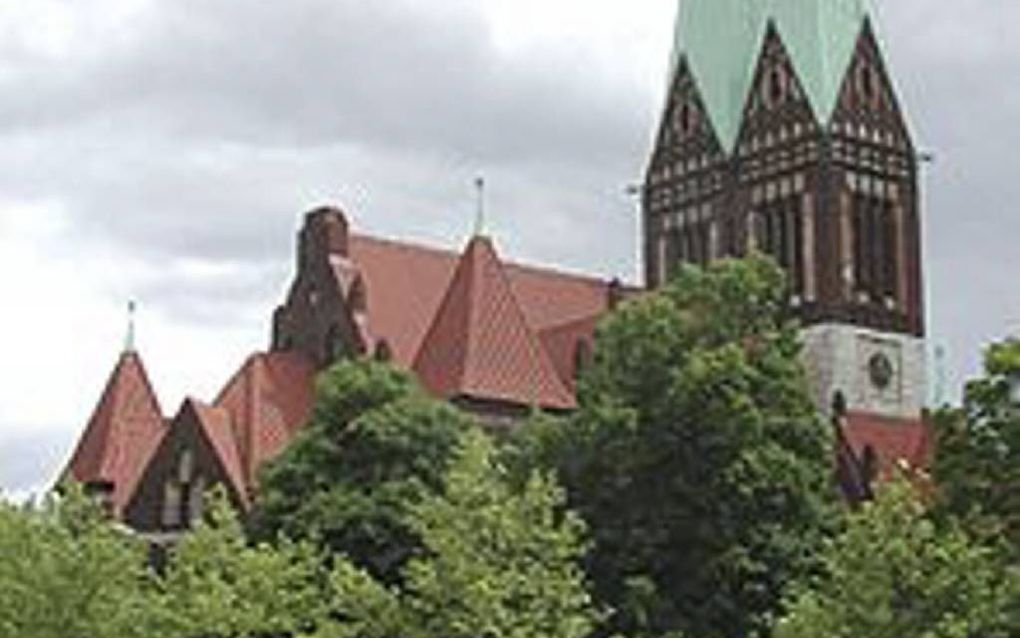 De voormalige Glaubenskirche in Berlijn-Lichtenberg, tegenwoordig de koptisch-orthodoxe St. Antonius & St. Shenouda Kirche. Beeld ipedia, Angela Monika Arnold