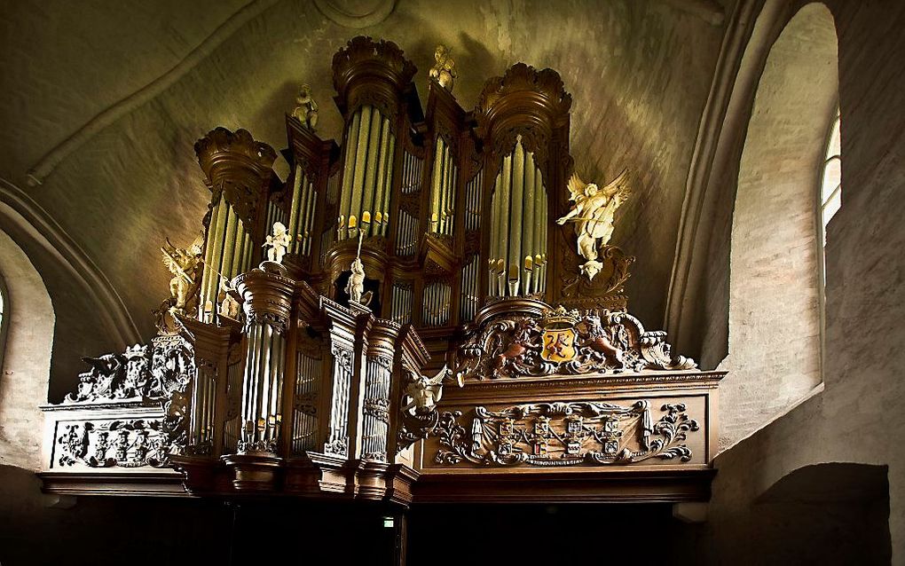 Het Hinszorgel in de Petruskerk te Leens.                   Beeld RD, Henk Visscher