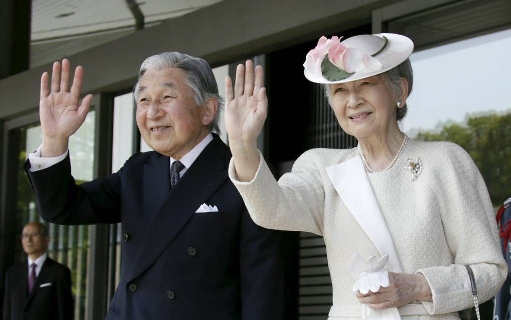 Keizer Akihito en keizerin Michiko in april 2014. beeld EPA