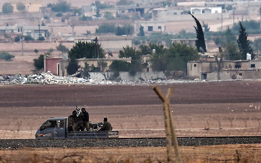 Koerdische strijders bij Kobani. beeld AFP