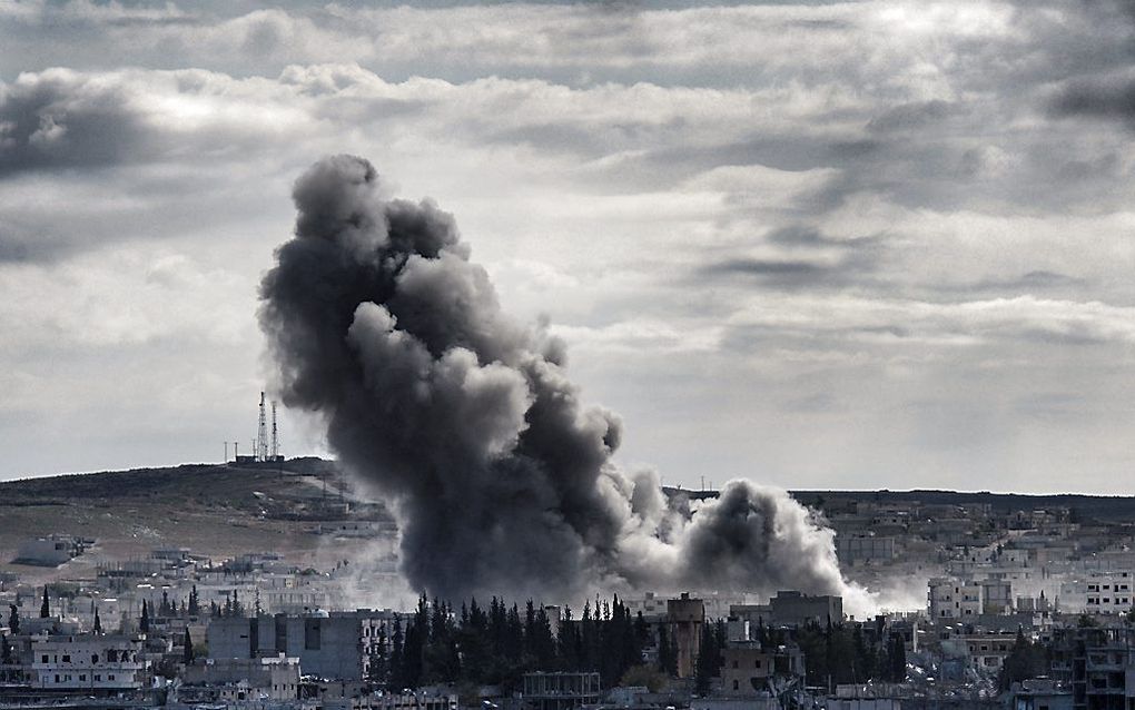 Rook boven Kobani. Beeld AFP