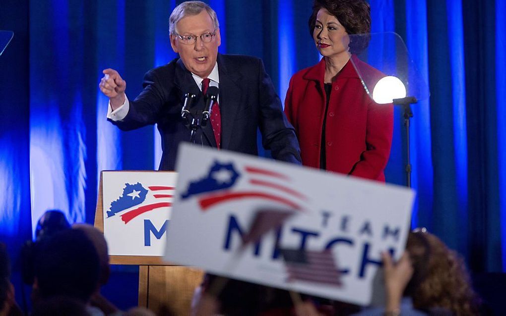 Mitch McConnell, de leider van de Republikeinen in de Senaat. beeld AFP