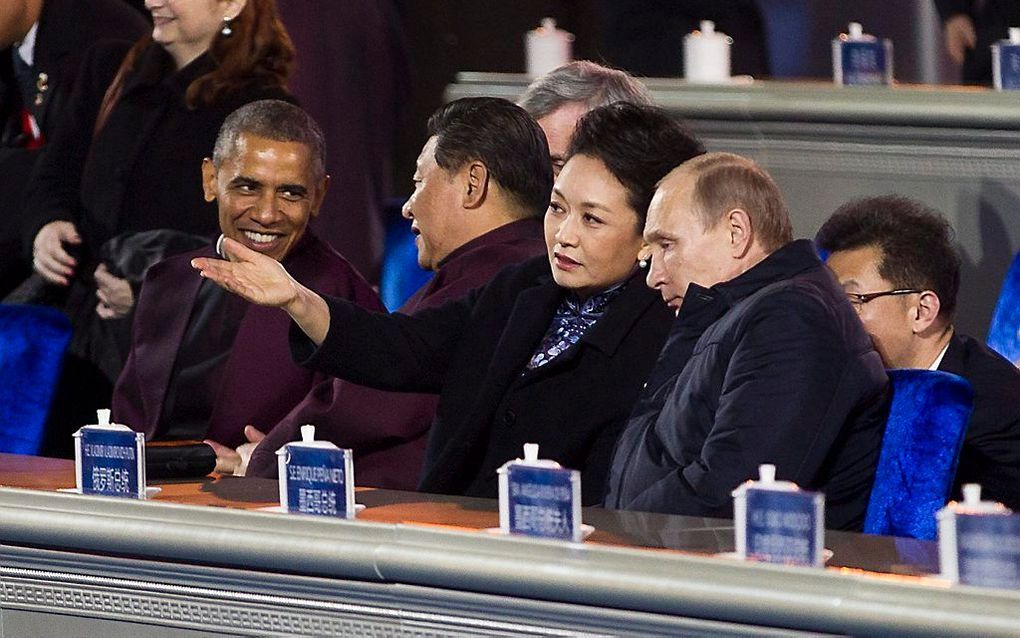 Poetin, Peng Liyua, Xi Jinping, Obama (v.r.n.l.) beeld EPA