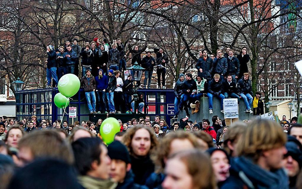 Studentenprotest op het Malieveld tegen kabinetsbezuinigingen op het hoger onderwijs. beeld ANP