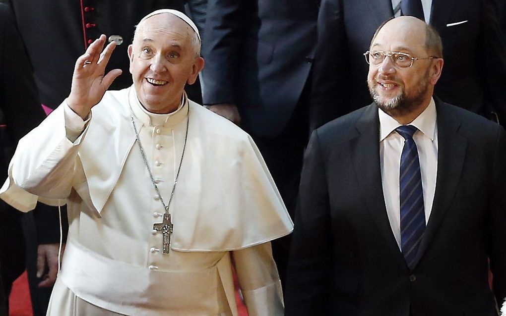 De paus in het Europees Parlement. Beeld AFP