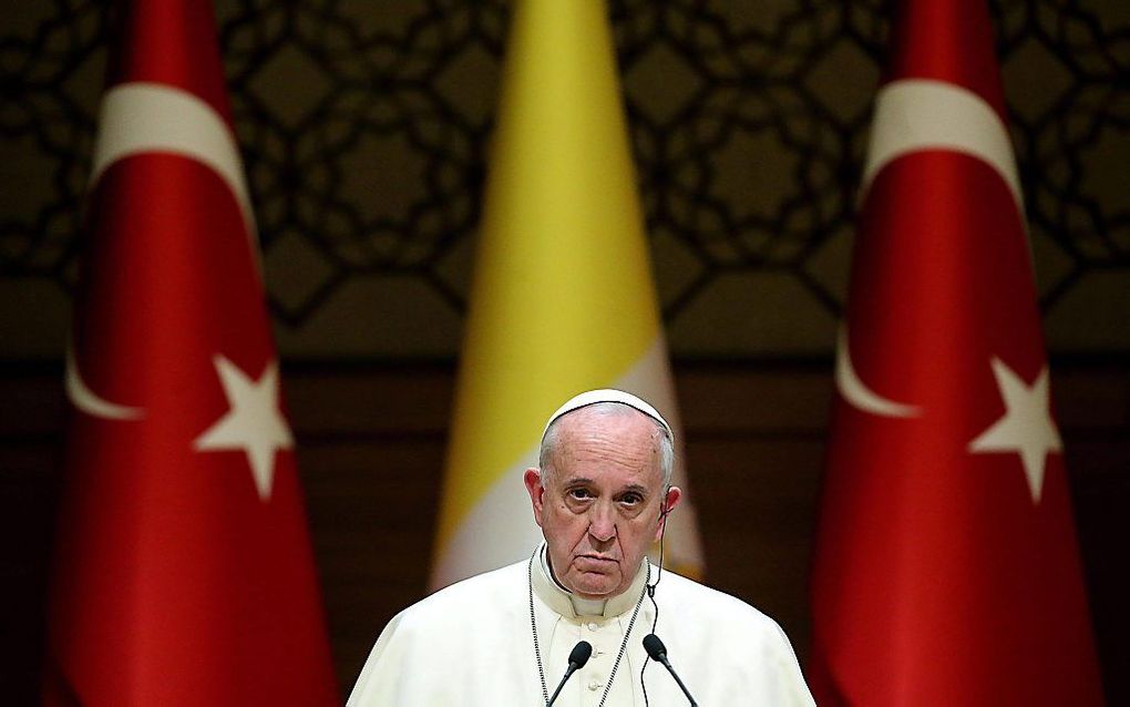 Paus Franciscus in Ankara. beeld EPA