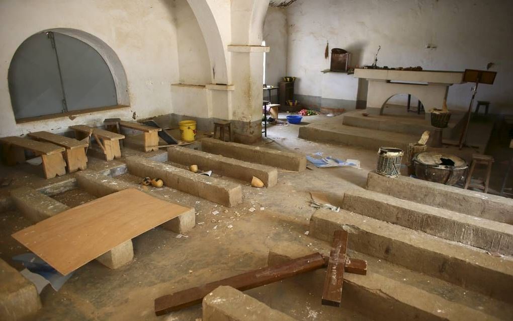 Een vernielde kerk in Mali. beeld EPA