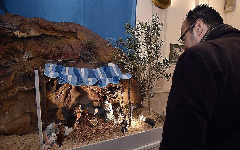 Kerststal in het stadhuis van het Franse Beziers. beeld AFP