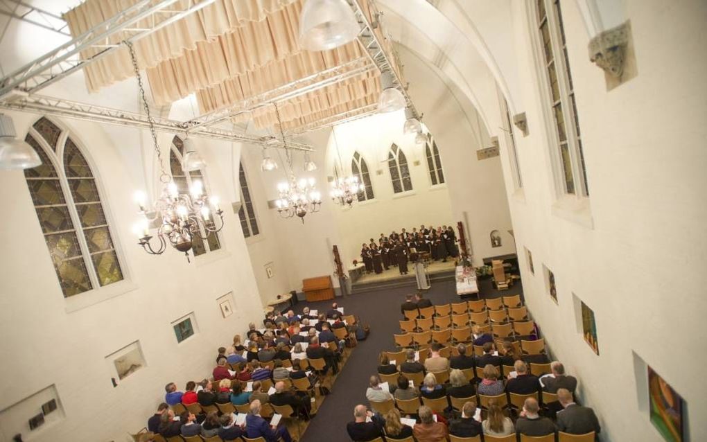 Vocaal Ensemble Magnificat bracht zaterdag tijdens de presentatie van het boek ”Christus volgen” hymnen uit de Vroege Kerk ten gehore. beeld Carel Schutte