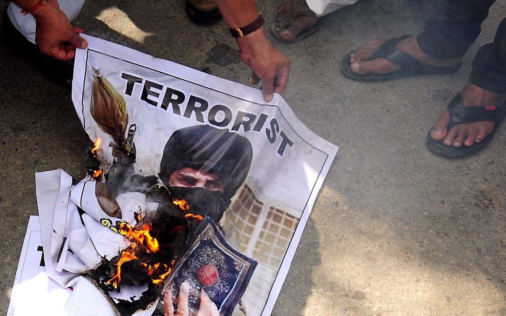 Protest in India tegen terreur naar aanleiding van een aanval op een school in Pakistan. beeld EPA