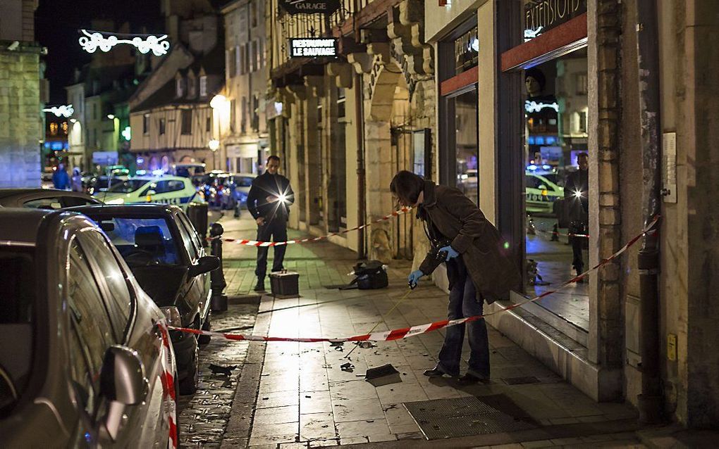 Onderzoek na de 'aanslag' in Dijon. Beeld AFP