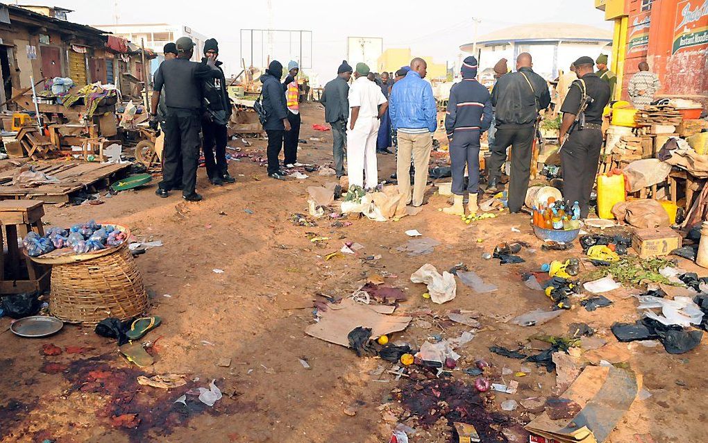 Aanslag op een markt in Jos, vorige maand. Beeld AFP