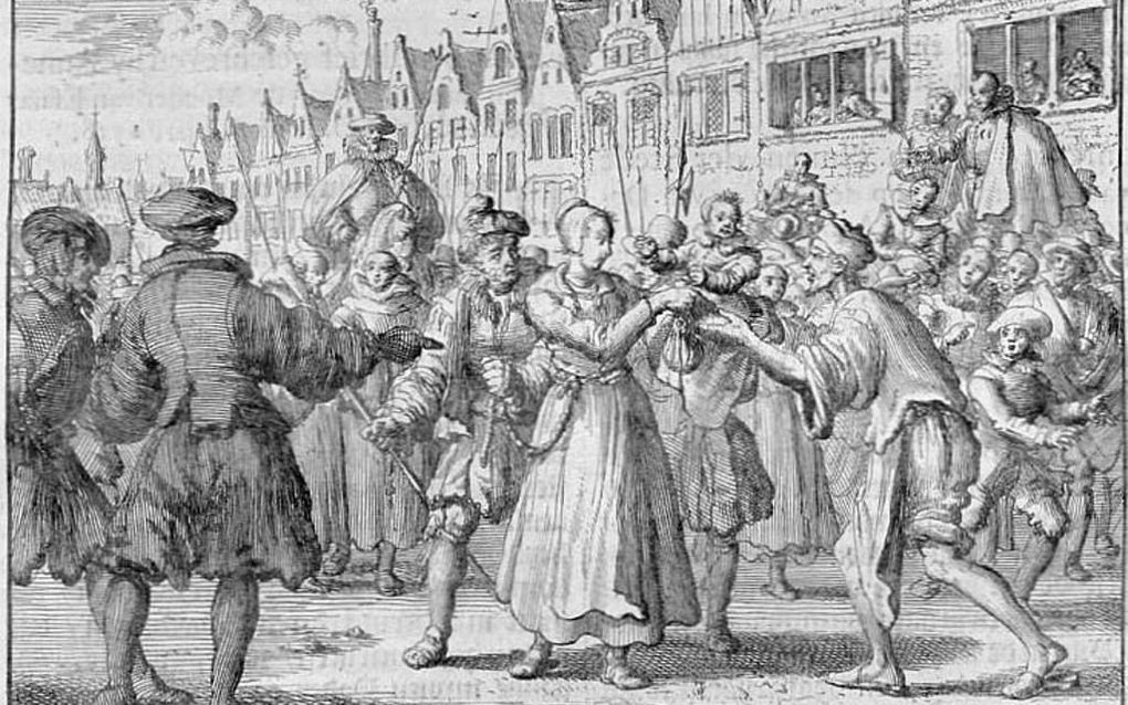Anneke van Rotterdam sterft in 1539 de verdrinkingsdood. Op weg naar de rechtsplaats geeft zij haar zoontje weg, zegt de historie. beeld Wikimedia