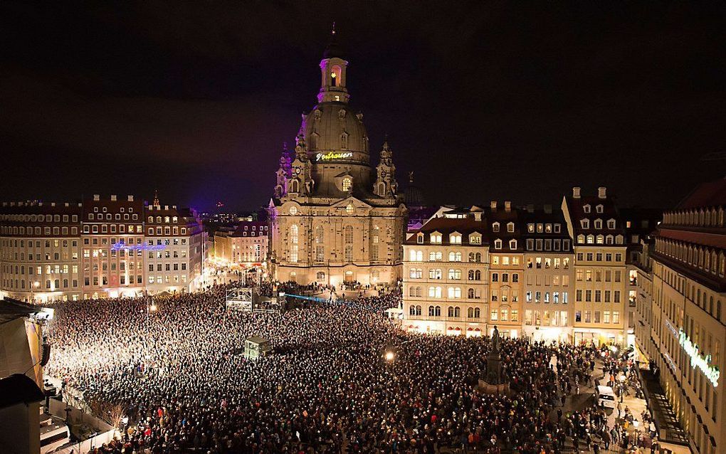 Demonstratie van Pegida in Dresden. Beeld AFP