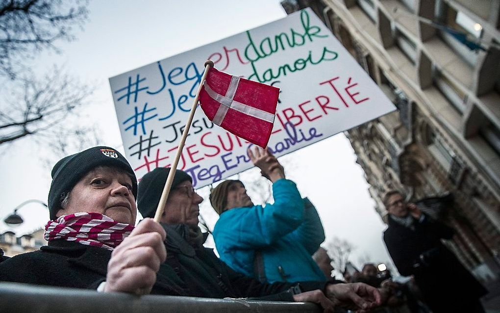 Herdenking van de slachtoffers in Kopenhagen. Beeld EPA