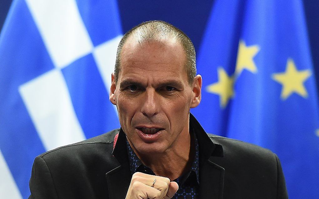 Varoufakis in Brussel. Beeld AFP