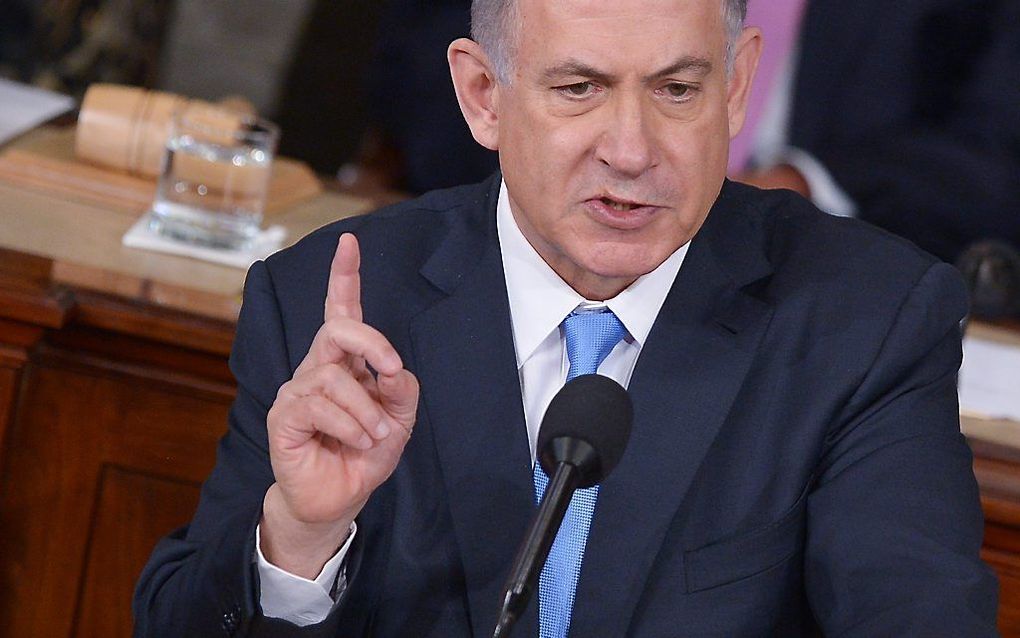 Netanyahu spreekt het Congres toe. Beeld AFP