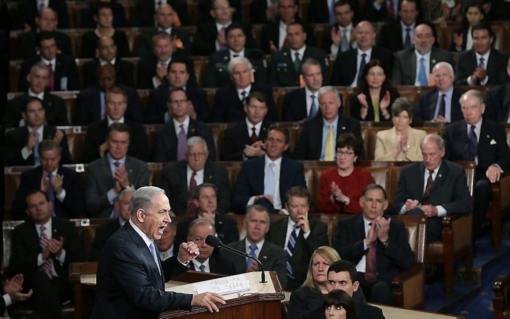 WASHINGTON. De Israëlische premier Netanyahu sprak gisteren het Amerikaanse congres toe. beeld AFP