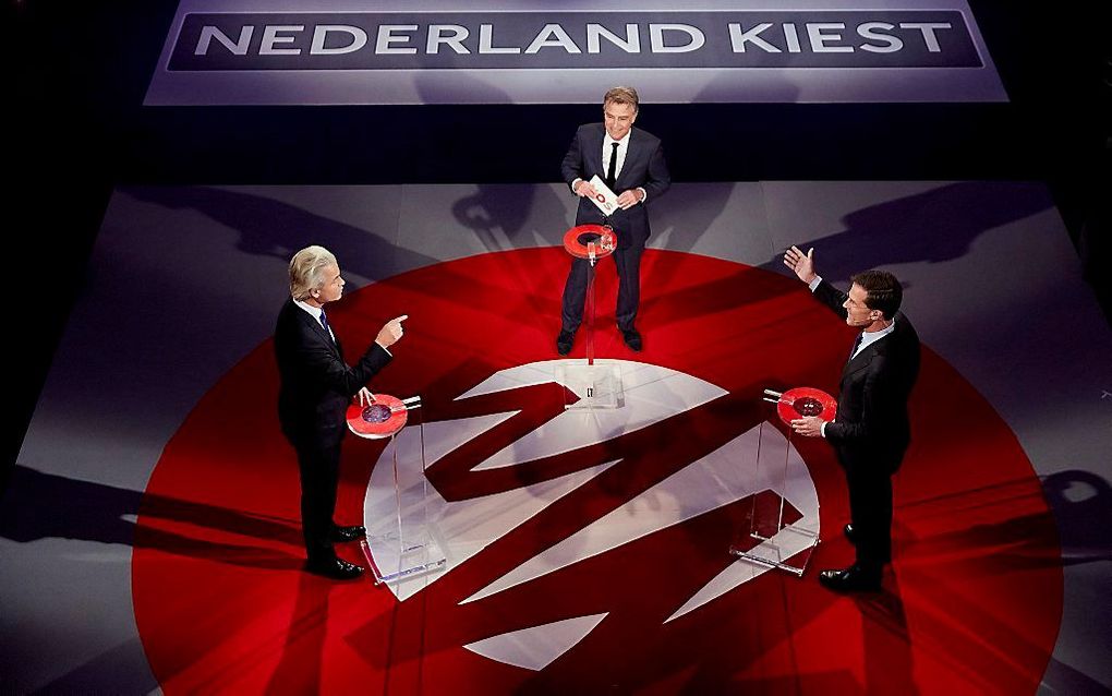 Wilders en Rutte dinsdagavond in debat. Beeld ANP