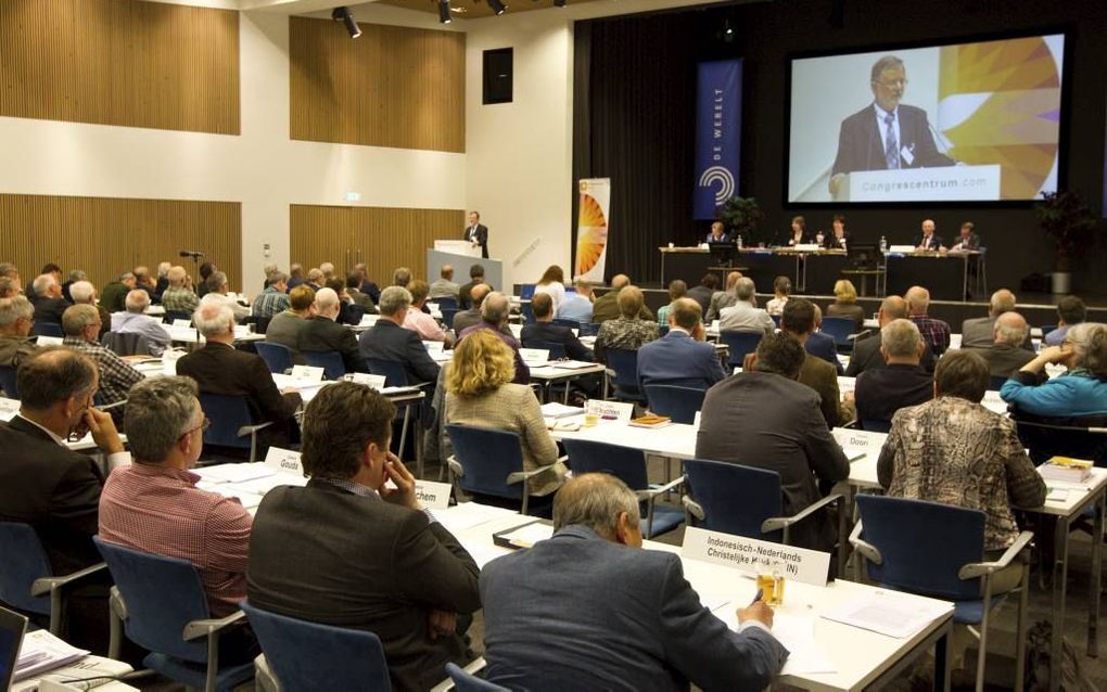 De generale synode van de Protestantse Kerk in Nederland, vorig jaar in Lunteren. De landelijke kerkvergadering buigt zich tijdens de voorjaarszitting, op 23 en 24 april, over de samenwerking met pinksterkerken. beeld RD, Anton Dommerholt